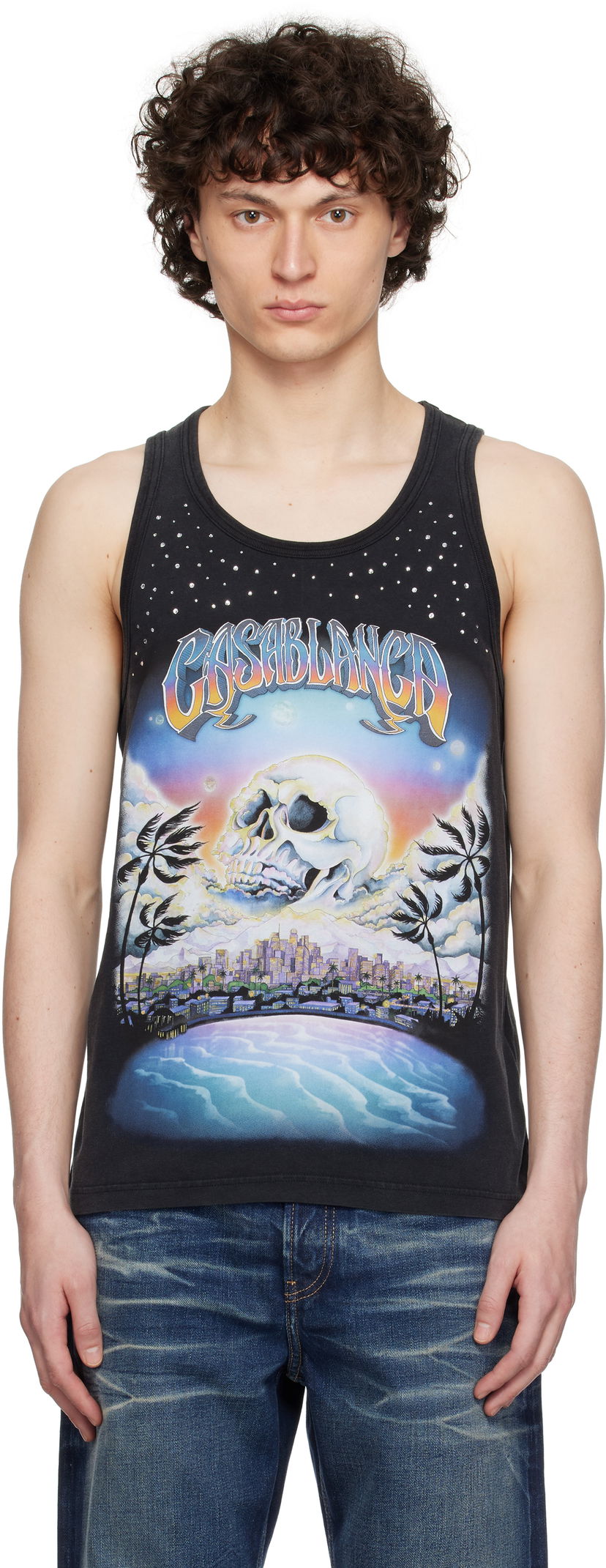 Majica bez rukava Casablanca Casablanca 'La Prémonition' Crystal Embellished Tank Top Crna | U-MS25-JTS-036-01