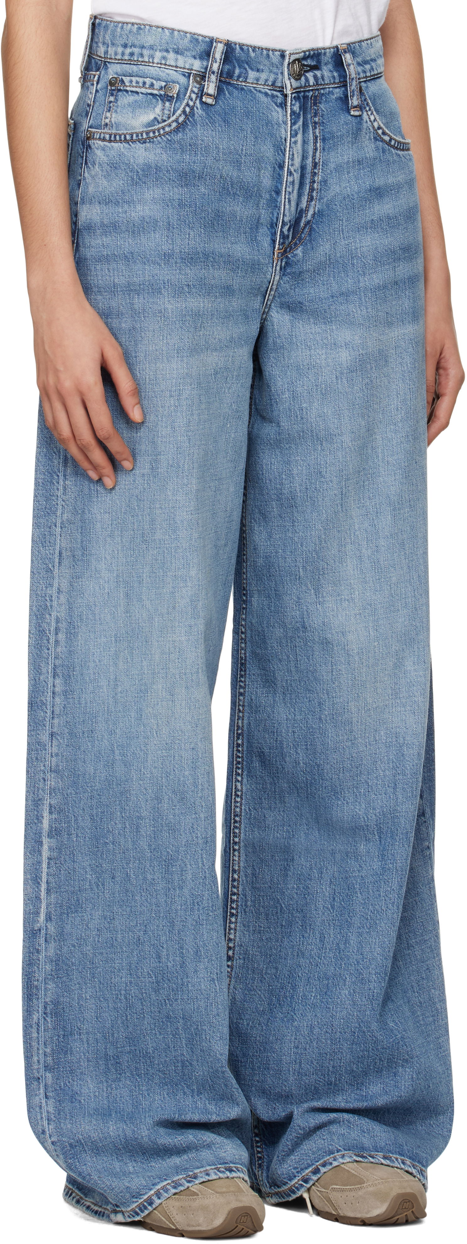 Jeans rag & bone Rag & Bone 'The Sofie' High-Rise Ultra Wide Leg Jeans Plava | WDD24F29521FBE, 1