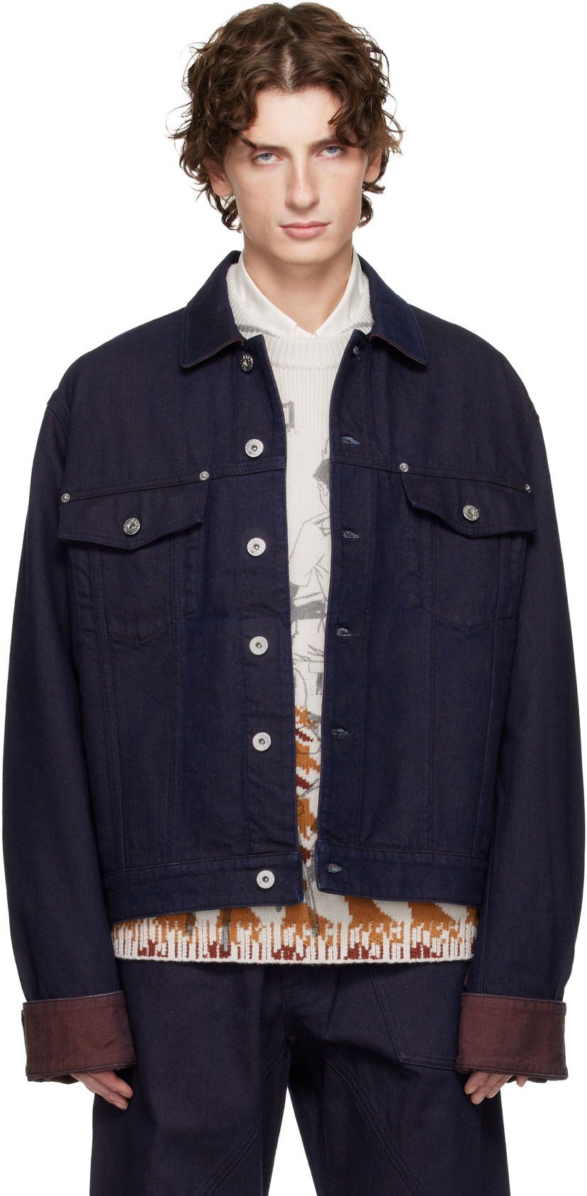 Jakna JW Anderson JW Anderson Turn Up Cuff Denim Jacket Tamnoplava | DJ0044-PG1836