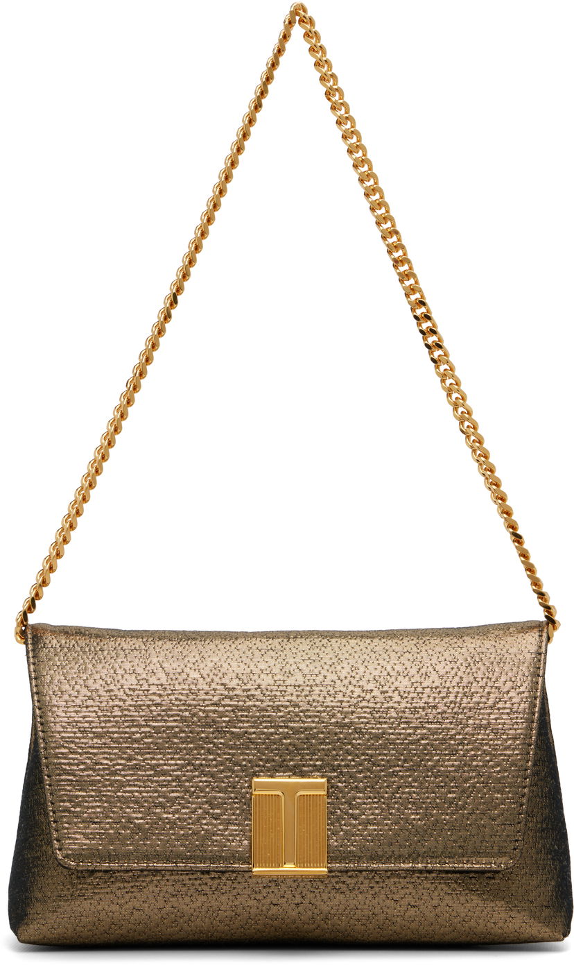 Ručna torbica Tom Ford TOM FORD Nobile Mini Hammered-Effect Fabric Bag Metalik | L1886-TSY054X