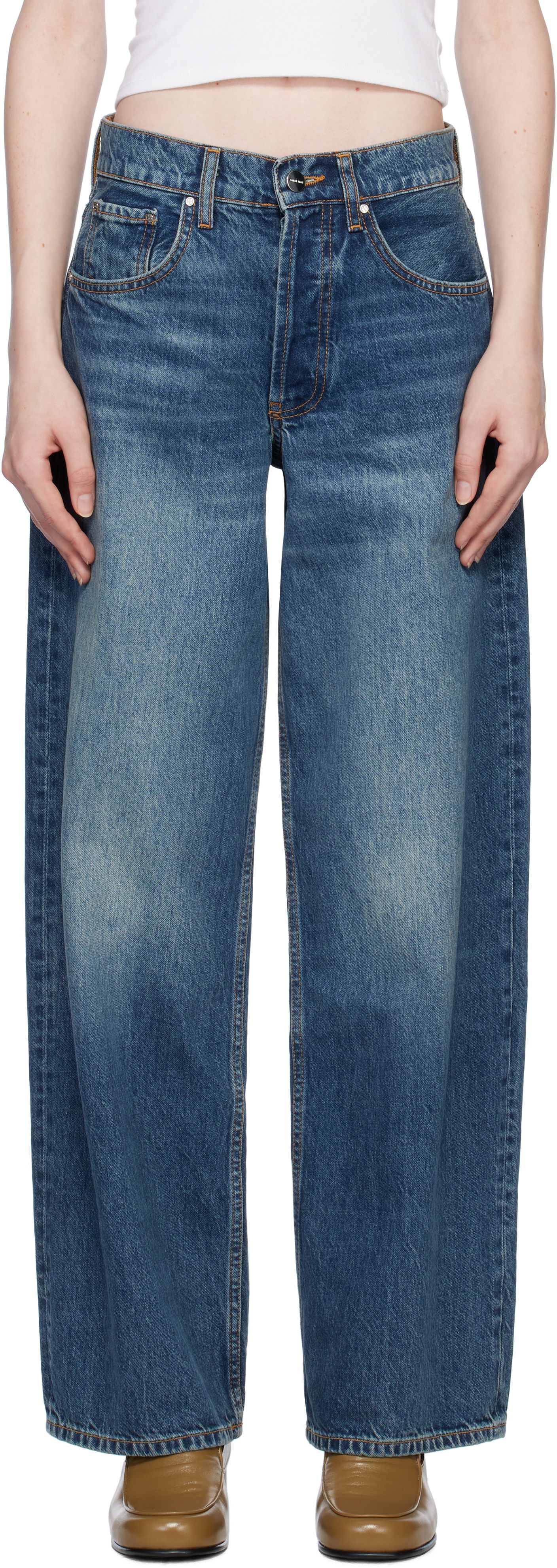 Jeans Anine Bing Manon Wide Leg Jeans Plava | A-06-10584-WHD28, 0