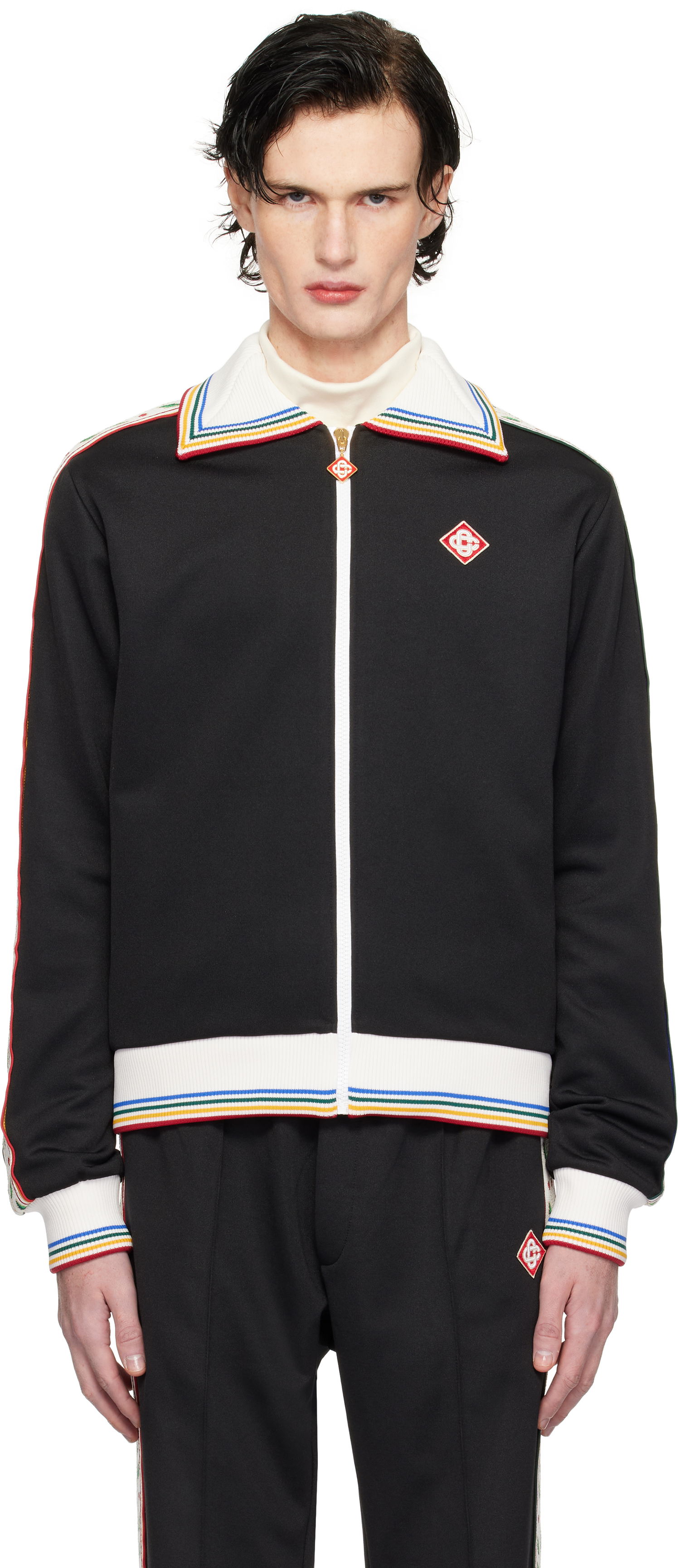 Jakna Casablanca Track Jacket with Stripes Crna | MPS25-JTP-310-01, 0