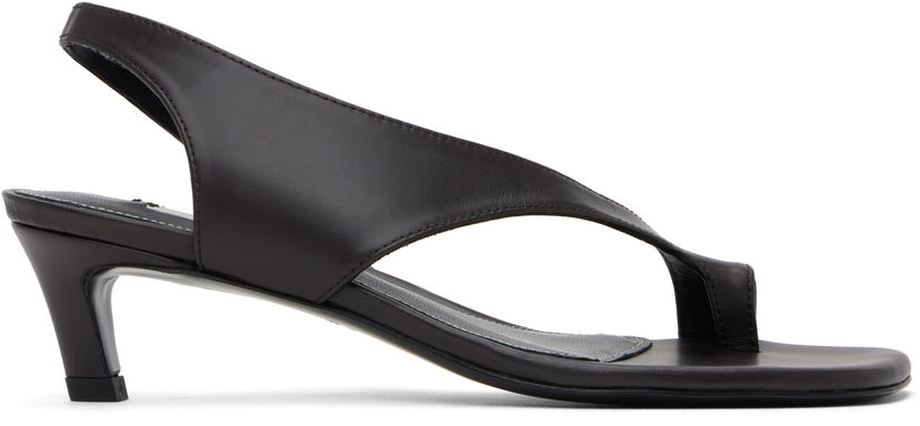 Odjeća TOTEME TOTEME Leather Thong Heeled Sandals Crna | 252-WAS0201-LE0131