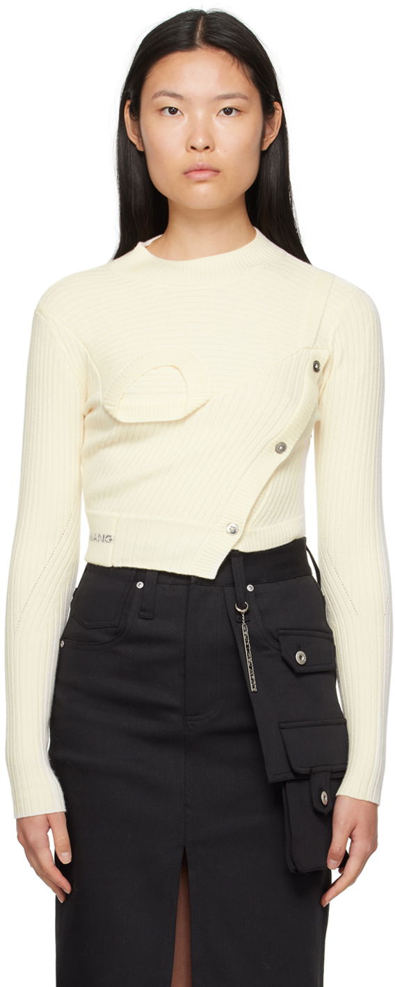Džemper Feng Chen Wang Feng Chen Wang Ribbed Asymmetrical Sweater Bež | FWF16KT02