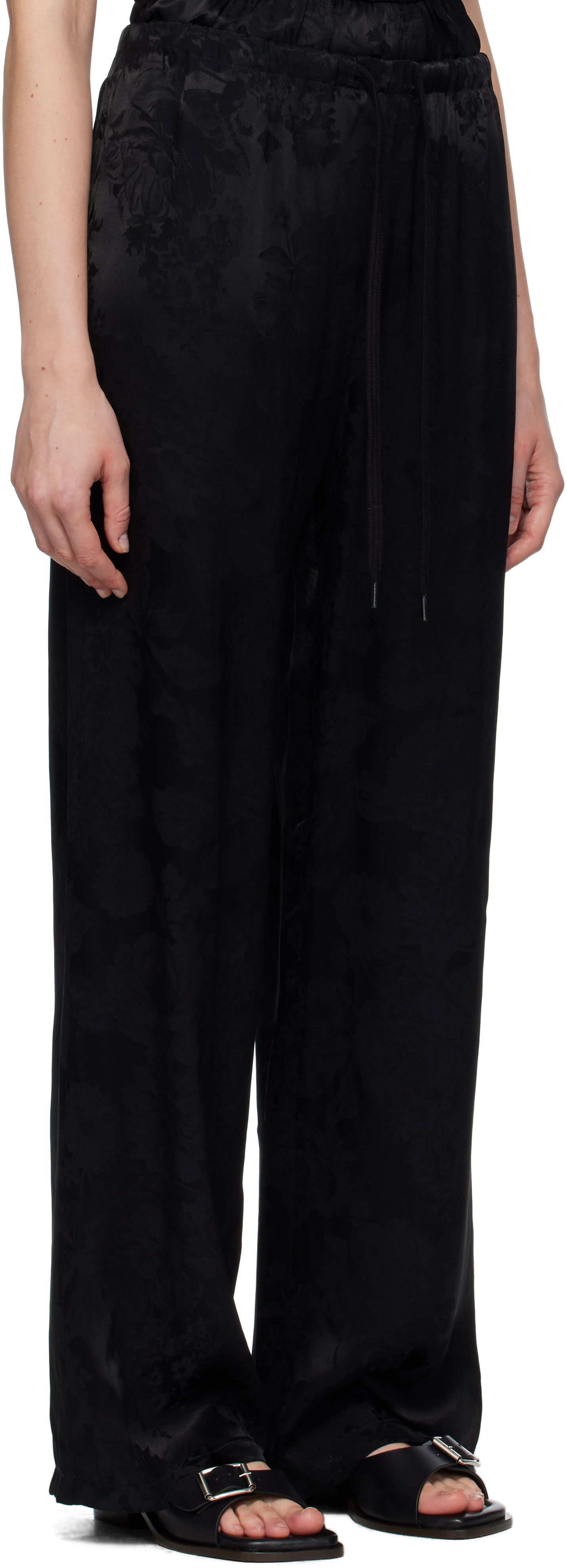 Hlače Maison Margiela MM6 Maison Margiela Jacquard Wide-Leg Trousers Crna | S52KA0551 M35471, 1