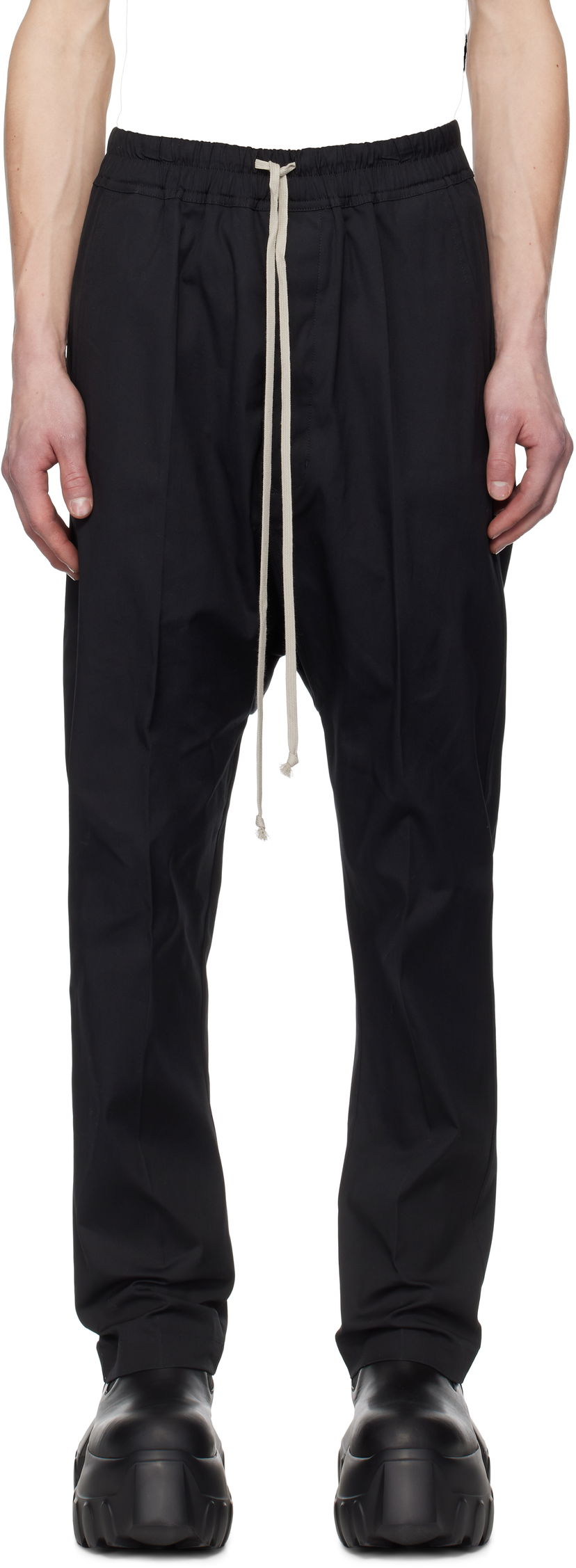 Hlače Rick Owens Rick Owens Hollywood Heavy Drawstring Trousers Crna | RU01E5380 TE