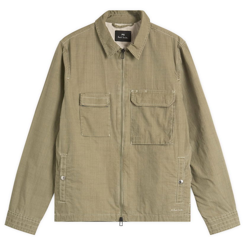 Jakna Paul Smith PS Paul Smith Zip Front Pocket Overshirt Jacket Zelena | M2R-455Z-P22339-35