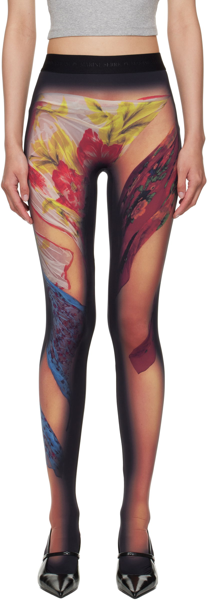 Tajice Marine Serre Marine Serre Recycled Draped Statue Jersey Leggings Crna | WPA043A CJER0076
