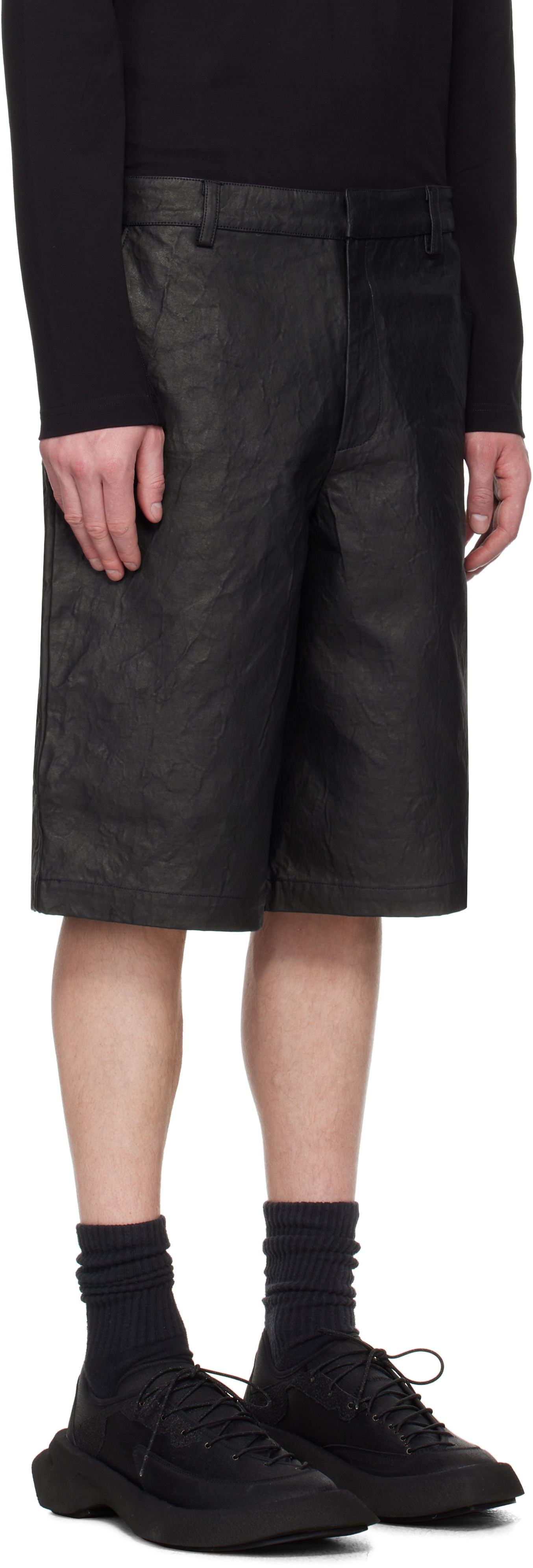Kratke hlače HELIOT EMIL Armada Textured Wide-Leg Shorts Crna | SS25_M_10_195_BLK01, 1