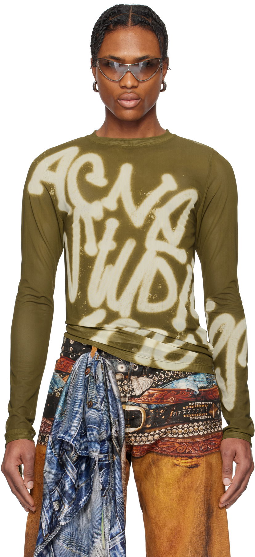 Majica kratkih rukava Acne Studios Acne Studios Sprayed Logo Long Sleeve T-Shirt Zelena | BL0410-