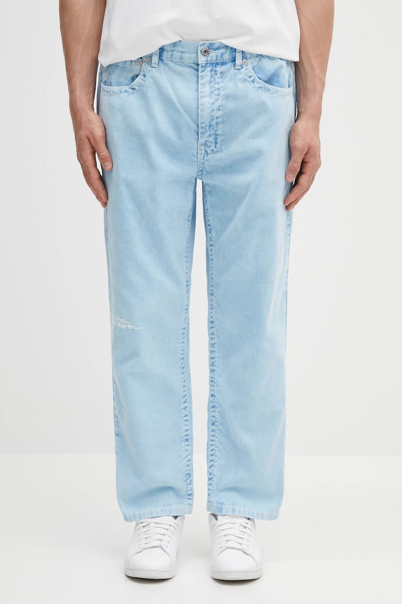 Hlače AAPE by A Bathing Ape AAPE Main Woven Corduroy Pants Plava | AAPPTMB635XXN