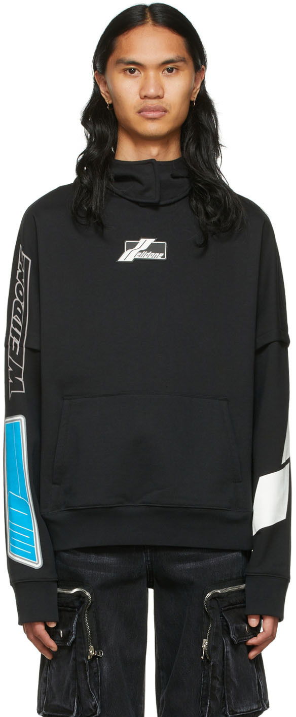 Dukserice We11done Cotton Graphic Hoodie Crna | WD-TH1-22-568-U-BK