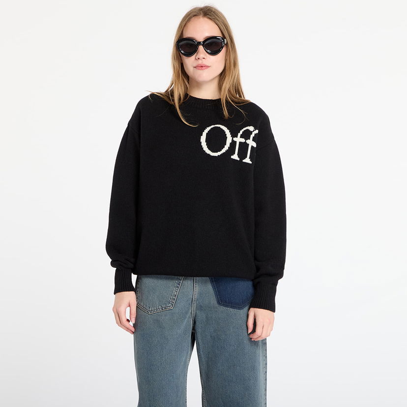 Džemper Off-White Off-White Bookish Shared Knit Crewneck Crna | OWHE10OF25KNI0021001