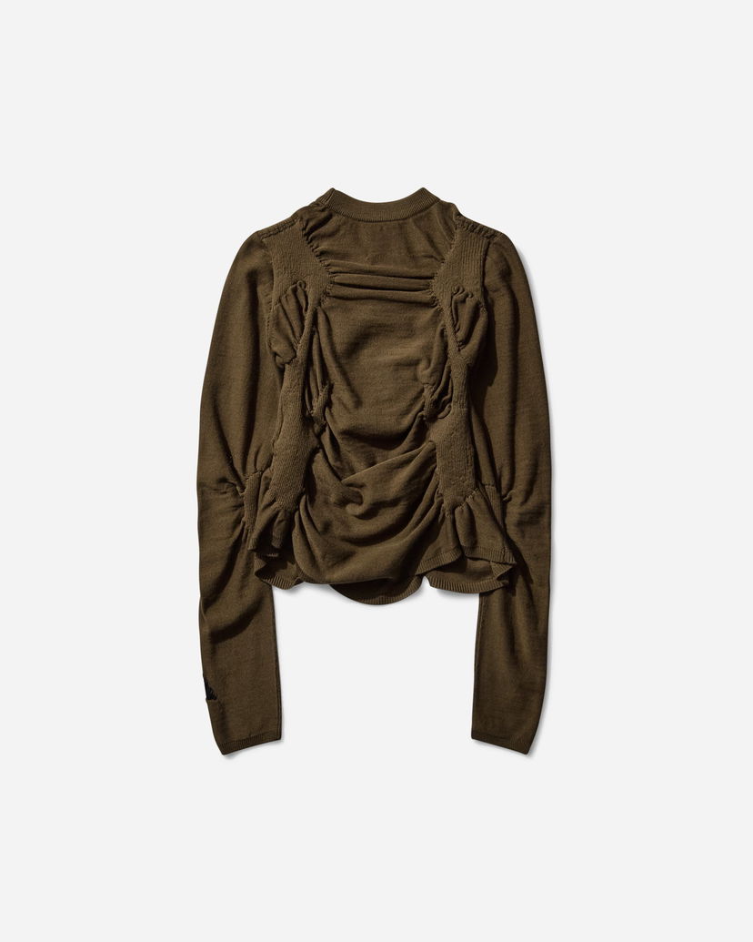 Džemper ROA Pinched Wool Knit Top Zelena | RBWW063YA24 GRN0012
