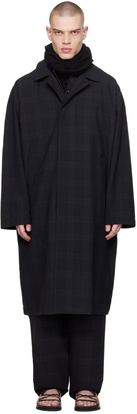 Kaputi LEMAIRE Lemaire Checked Overcoat Crna | CO1055 LF1256