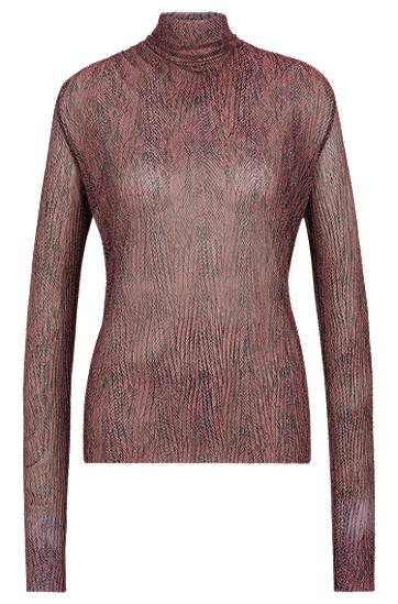 Džemper BOSS Plissé Tulle High-Neck Top Ružičasta | 50521730