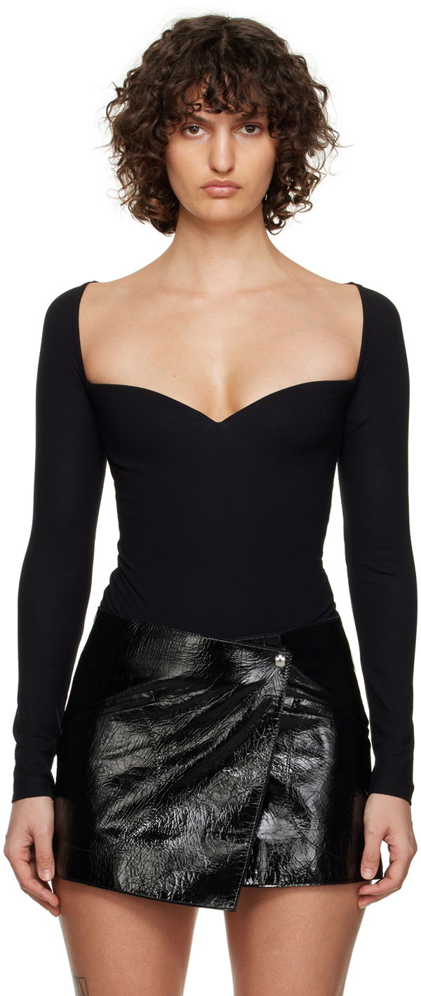 Body Khaite Bodysuit Long Sleeve Sweetheart Crna | 2273134