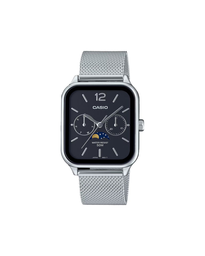 Satovi CASIO Watch with Day and Date Display and Moon Phase Subdial Metalik | MTP-M305M-1AVER