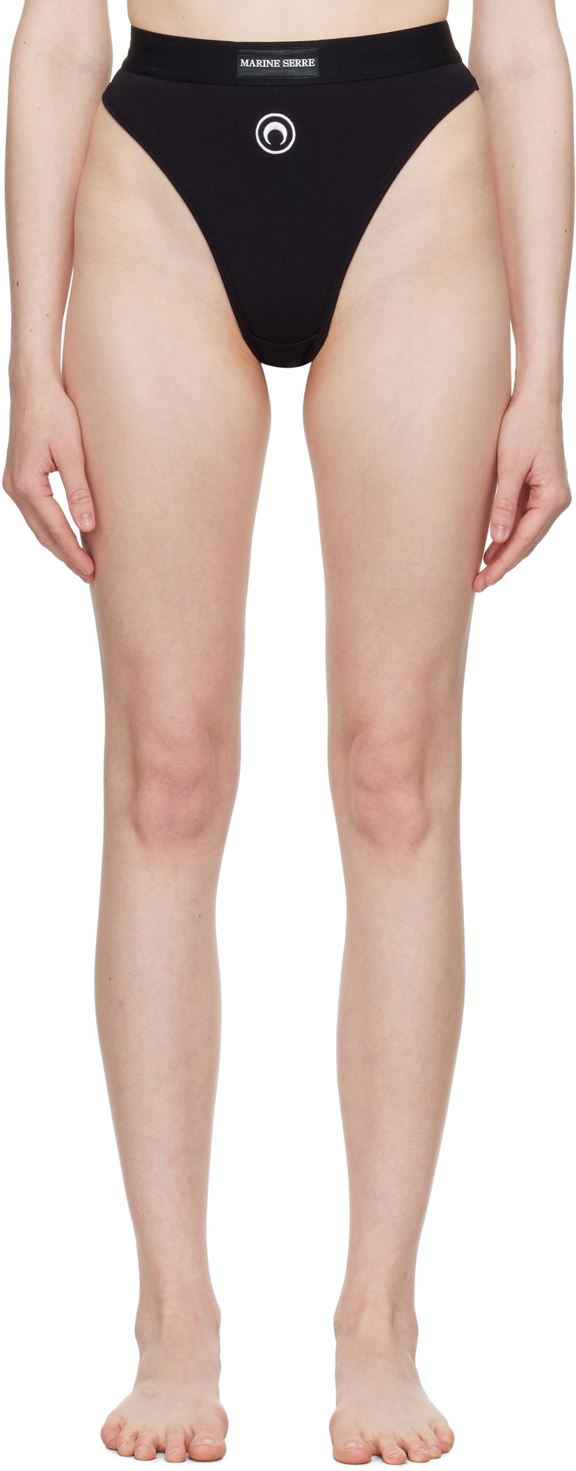Gaćice Marine Serre Marine Serre Moon Logo Stretched Jersey High-Waist Briefs Crna | WUW045A CJER0012