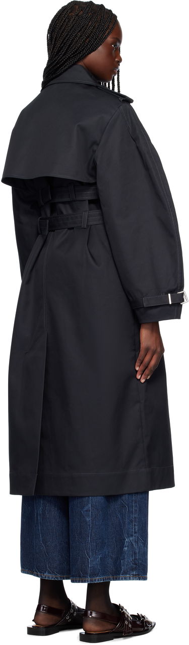 Trenčkot GANNI Ganni Bonded Cotton Trench Coat Crna | W0395, 2