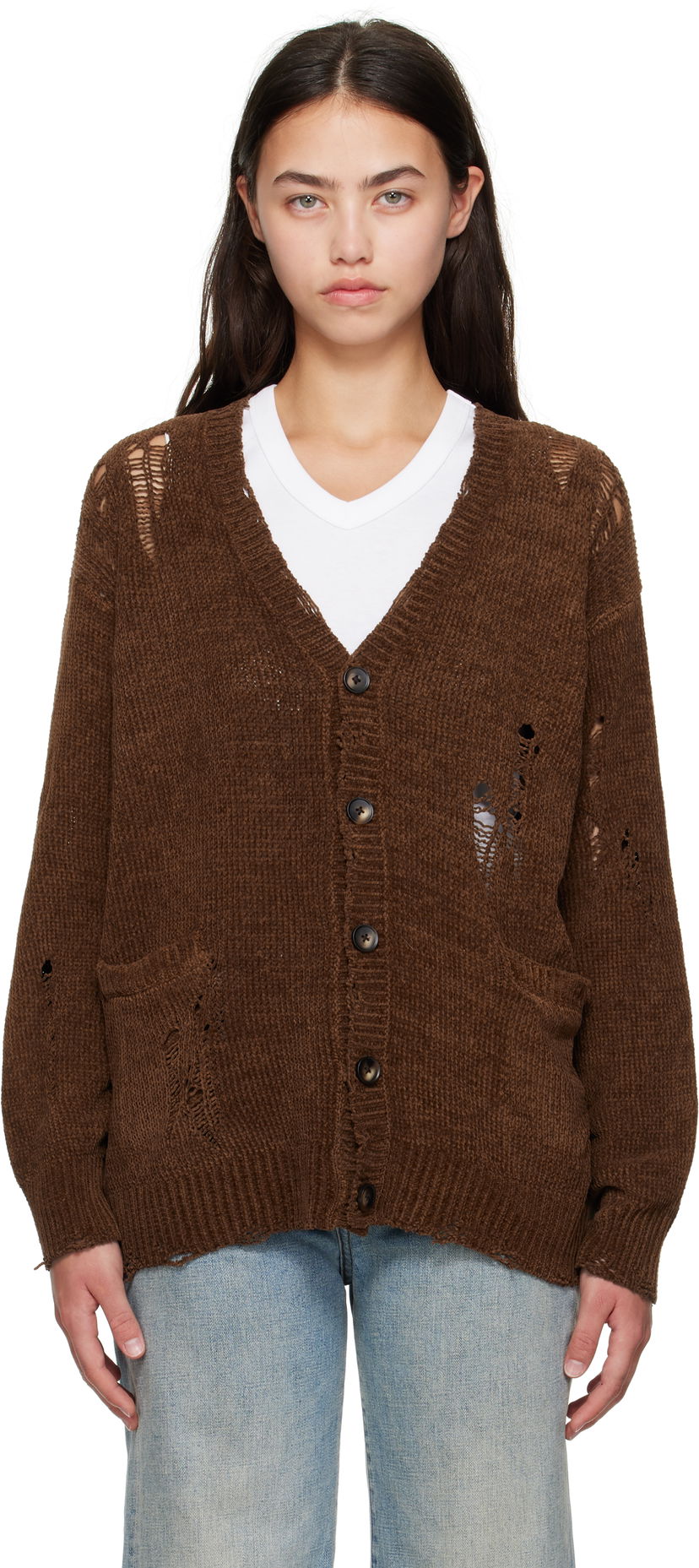 Džemper R13 R13 Chenille Boyfriend Cardigan Smeđa | R13WY237-Y224A