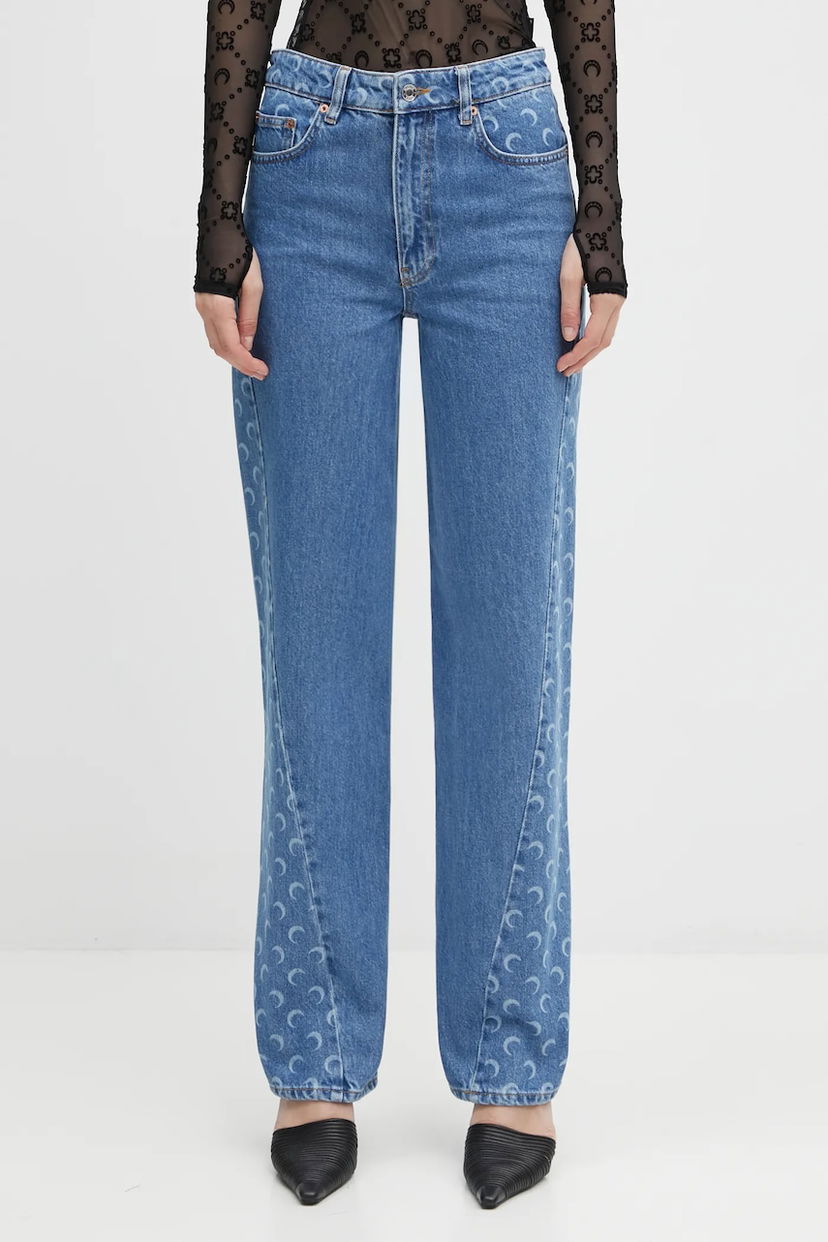 Jeans Marine Serre Moon Laser Denim Baggy High Waist Jeans Plava | WPA169ACDEN0002