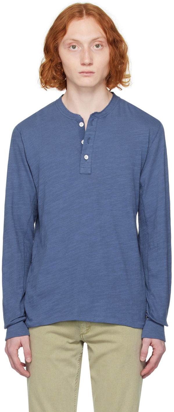 Majica kratkih rukava rag & bone Rag & Bone Classic Flame Henley T-Shirt Plava | MBC23HT037CA37