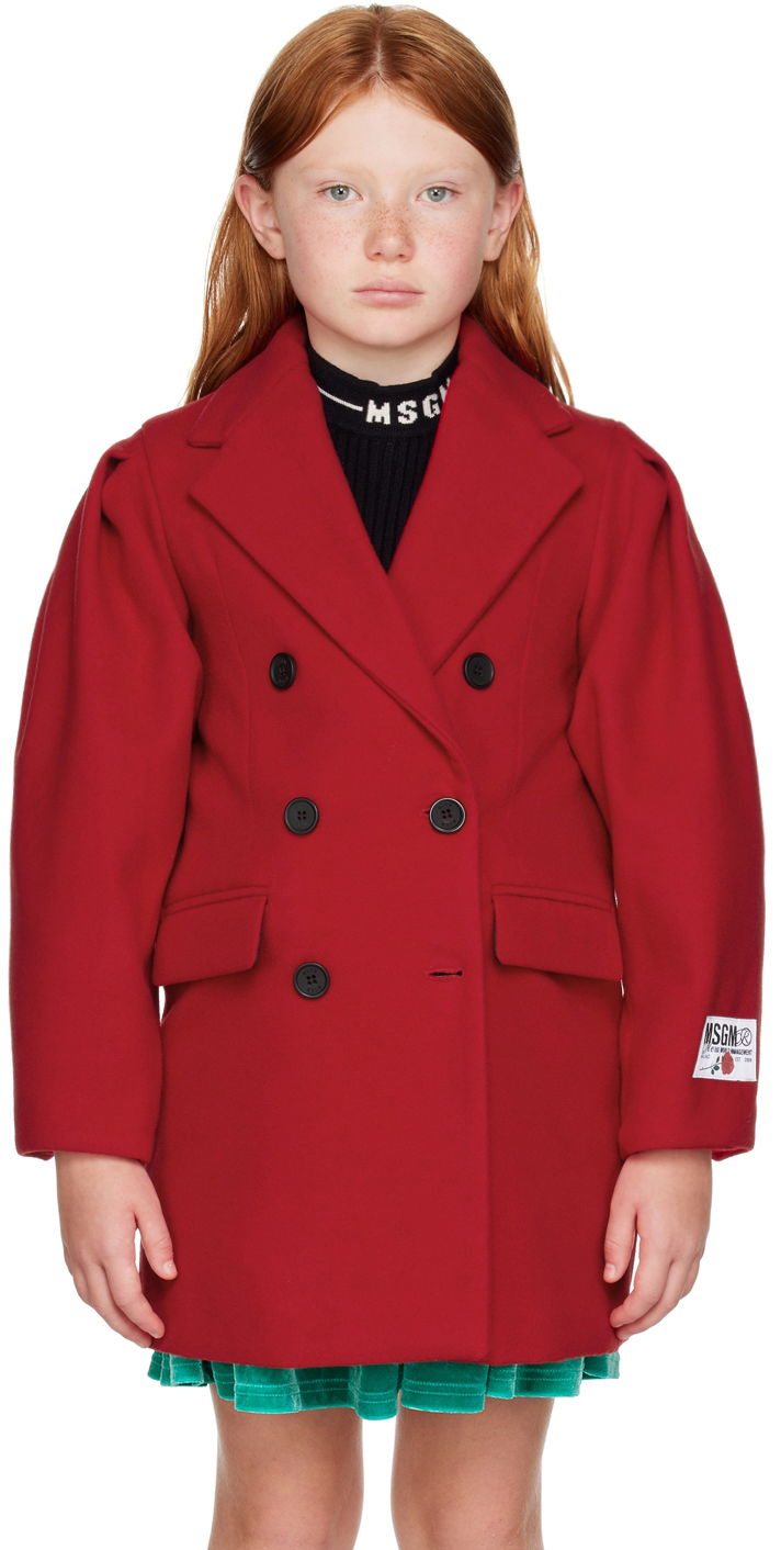 Kaputi MSGM MSGM Kids Double-Breasted Coat Crvena | MS029142