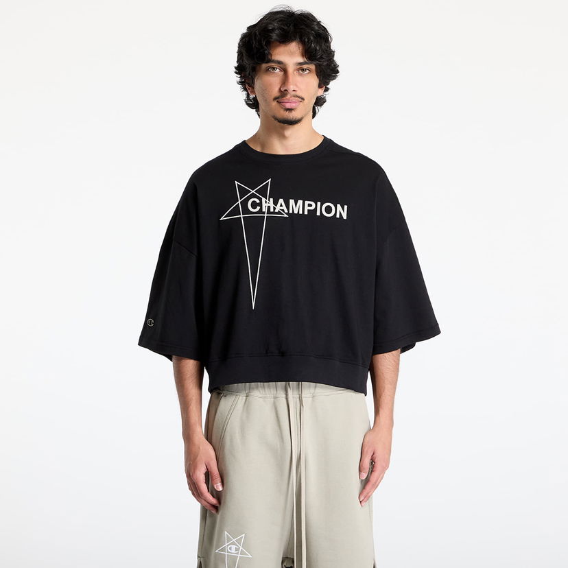 Dukserice Rick Owens Rick Owens DRKSHDW x Champion Tommy Cropped T-Shirt Crna | CM01E1677 CHJG 09