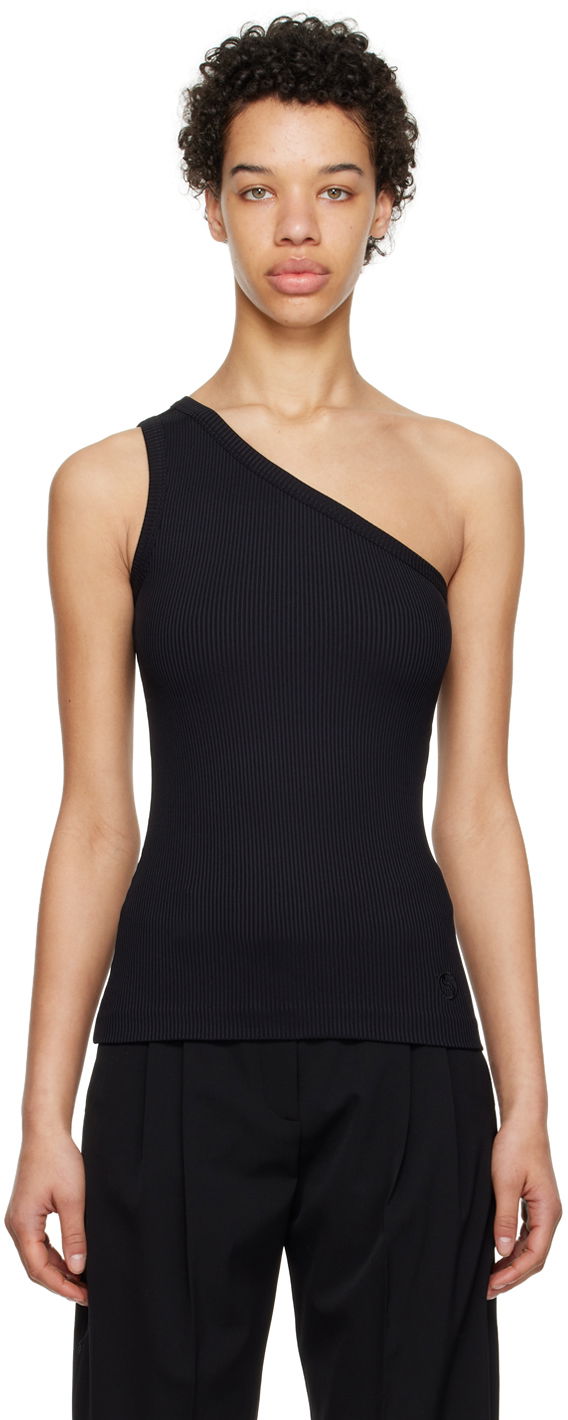 Majica bez rukava Stella McCartney Single-Shoulder Tank Top Crna | 6J02043SPX31