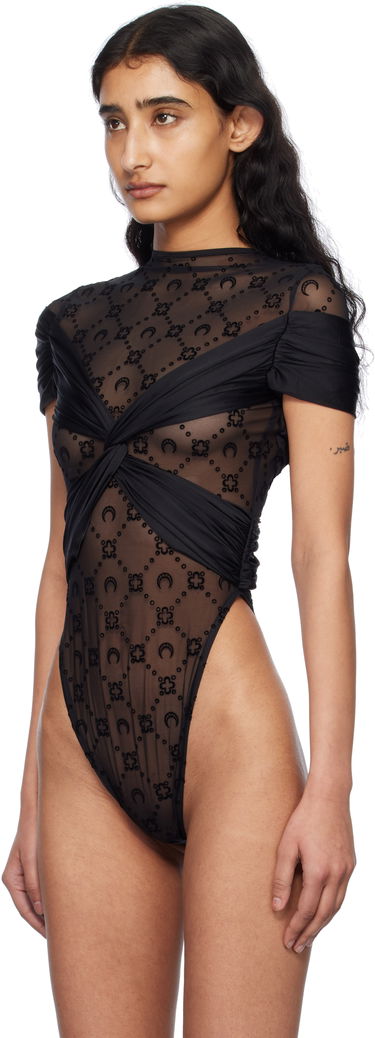 Body Marine Serre Marine Serre Draped Twist-Front Bodysuit Crna | WTO430A RJER0018, 3