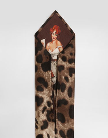 Dodaci Dolce & Gabbana Dolce & Gabbana Satin Tie with Leopard Print Smeđa | GT181EFS1GTHY13M, 3