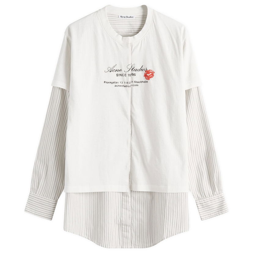 Košulja Acne Studios Acne Studios Eliah Double Layer T-Shirt, Size Large Bijela | AC0730-AEG