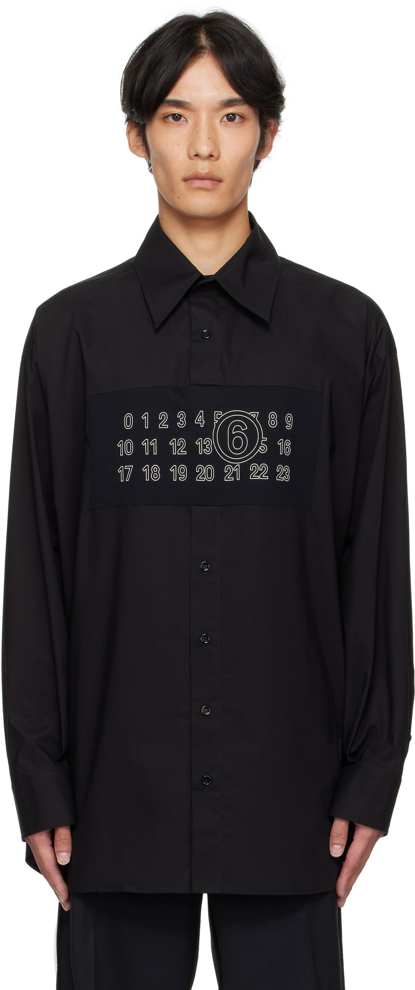 Košulja Maison Margiela MM6 Maison Margiela Long Sleeve Shirt with Numbers Print Crna | SH0NH0014 M35256