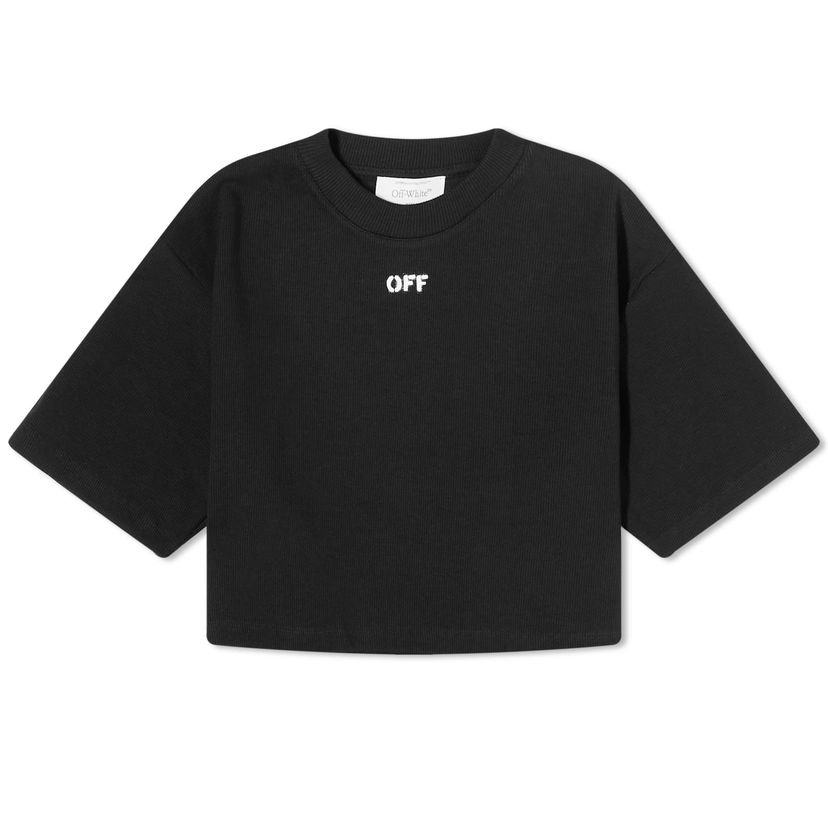 Majica kratkih rukava Off-White Stamp Logo Rib Crop T-Shirt Crna | OWAA081F23JER0011001