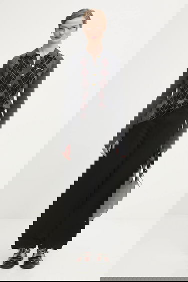 Polo majica GANNI Knitted Argyle Polo Top Siva | K2314, 4