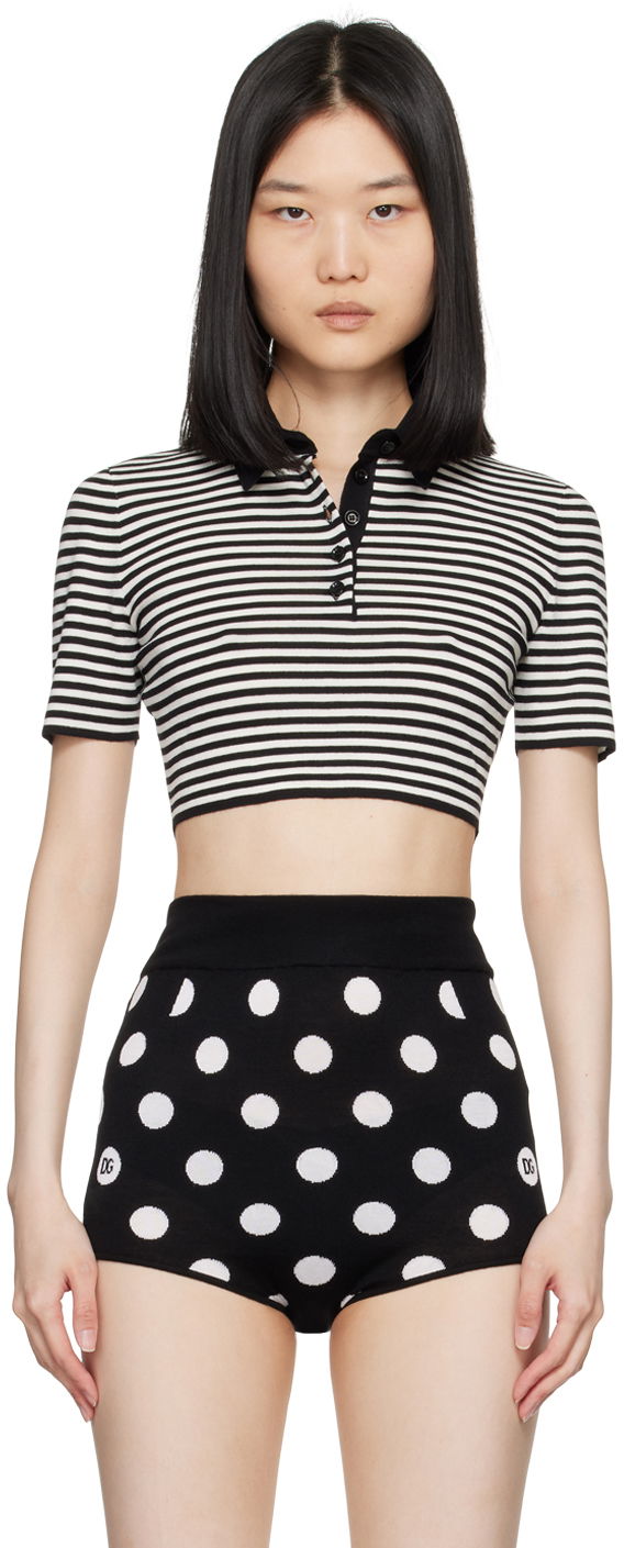 Crop top Dolce & Gabbana Dolce&Gabbana Striped Cropped Polo Crna | FXZ09T JCVY4