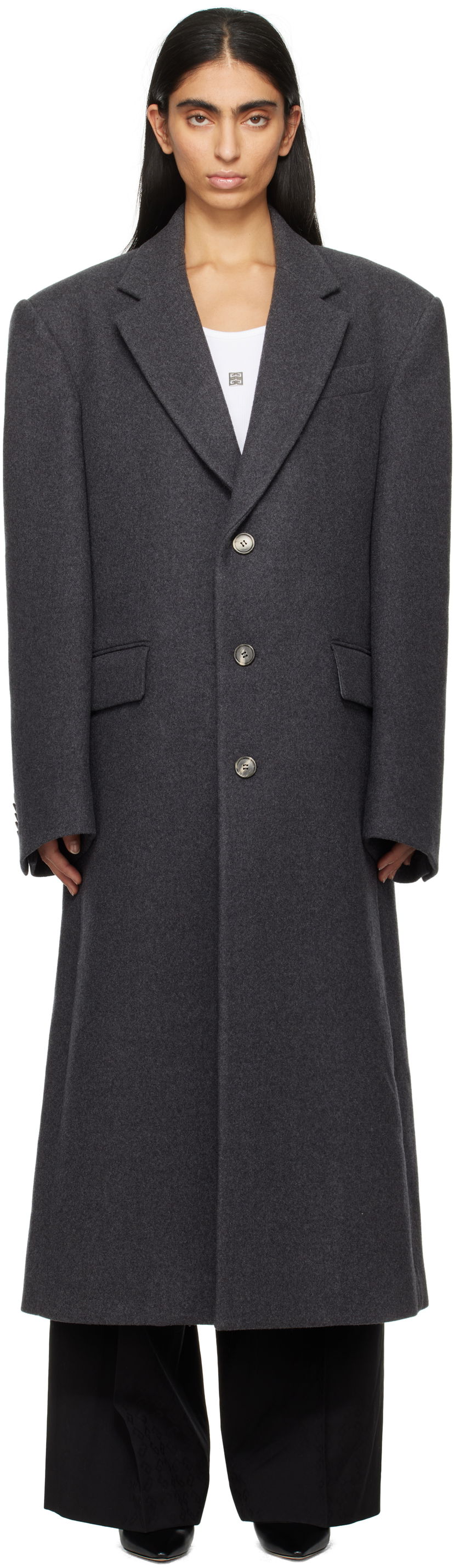 Kaputi WARDROBE.NYC Single Breasted Long Coat Siva | W4002F24WO