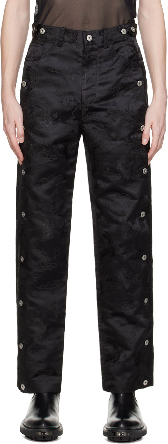 Hlače Feng Chen Wang Feng Chen Wang Dragon Jacquard Trousers Crna | FUS17TR12