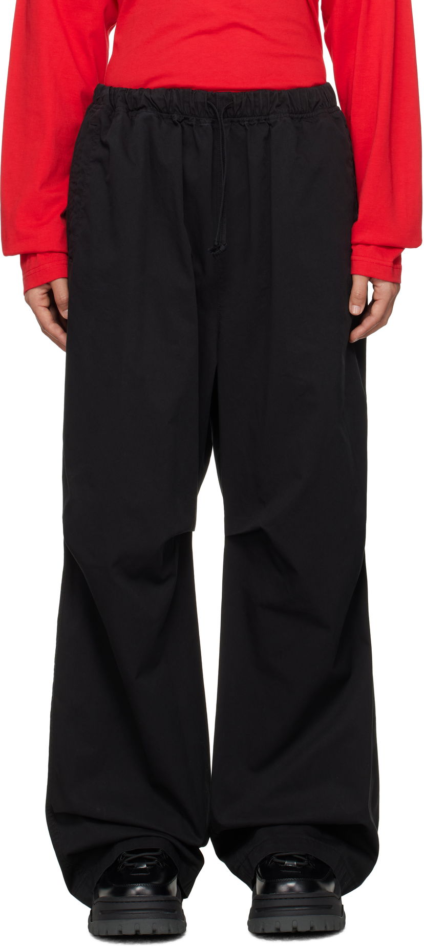 Cargo hlače We11done We11done Tucked Wide Trousers Crna | WD-PT3-24-262-U-BK