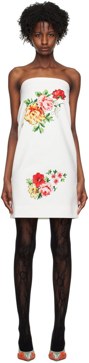 Haljina We11done We11done Printed Strapless Mini Dress Bijela | WD-OP1-23-016-W-MX