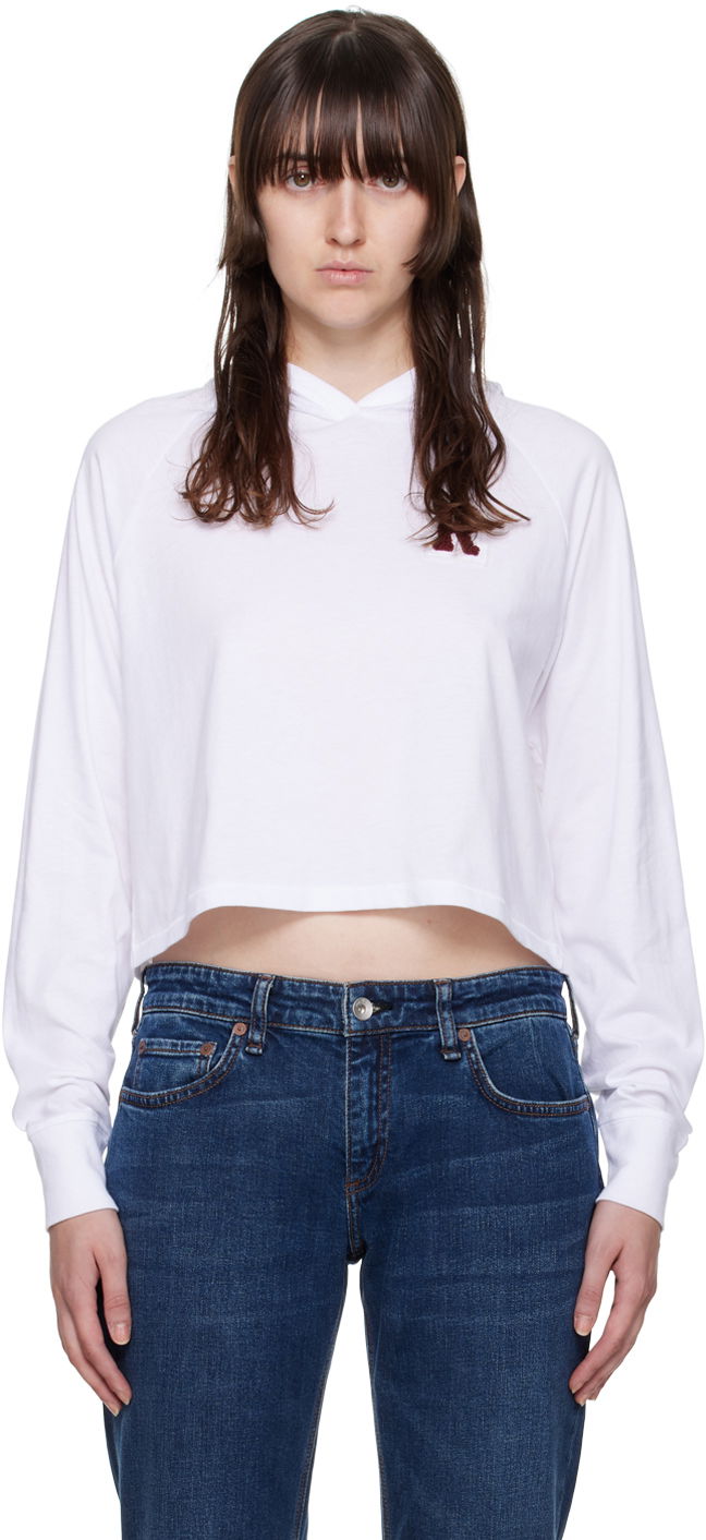 Dukserice rag & bone Rag & Bone Cropped Hoodie Bijela | WCC22FT011YT11