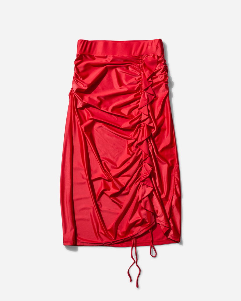 Suknja OpéraSPORT Agathe Ruched Drawstring Midi Skirt Crvena | SS25-A32 RED