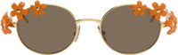 Signature Round-Frame Floral Applique Sunglasses