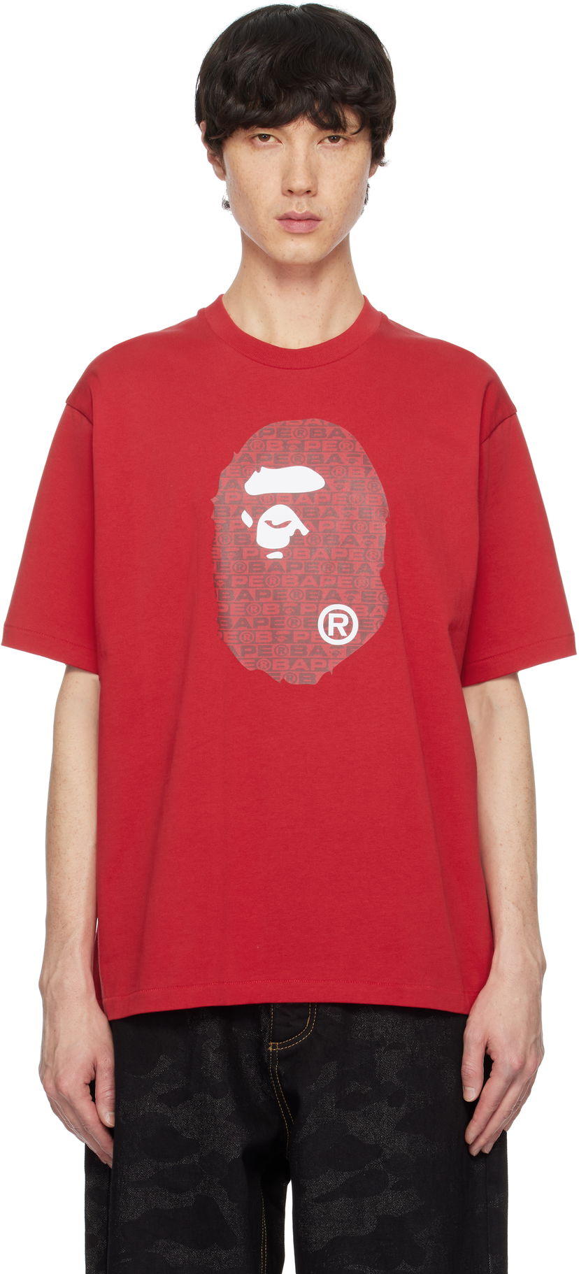 Majica kratkih rukava BAPE Lux Sport Pattern Ape Head T-Shirt Crvena | 001TEK801322M