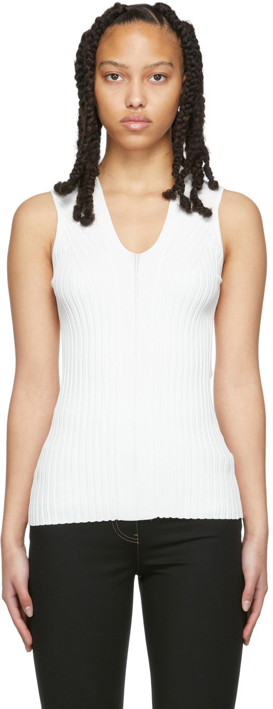 Majica bez rukava Helmut Lang Helmut Lang Rib Knit Sleeveless Top Bijela | M01HW703