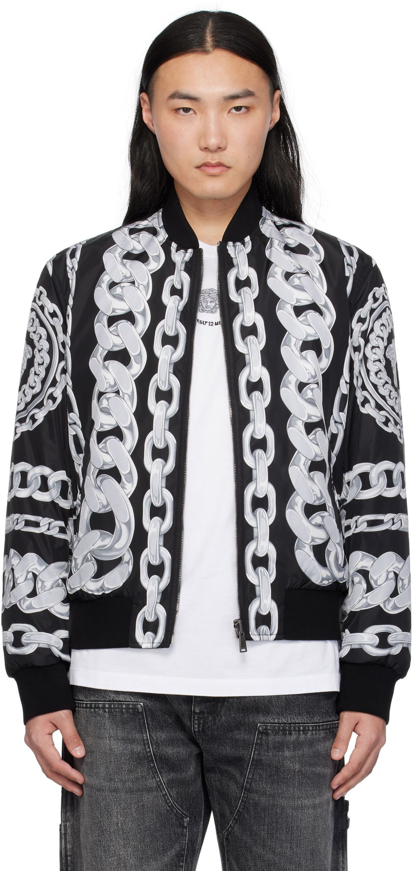 Bomber jakna Versace Versace Medusa Chains Reversible Bomber Jacket Crna | 1018824_1A13441