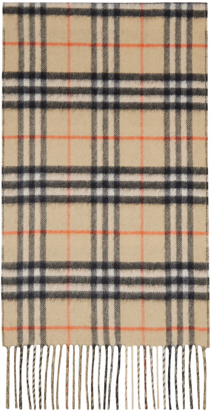 Šal Burberry Reversible Check Cashmere Scarf Bež | 8095702
