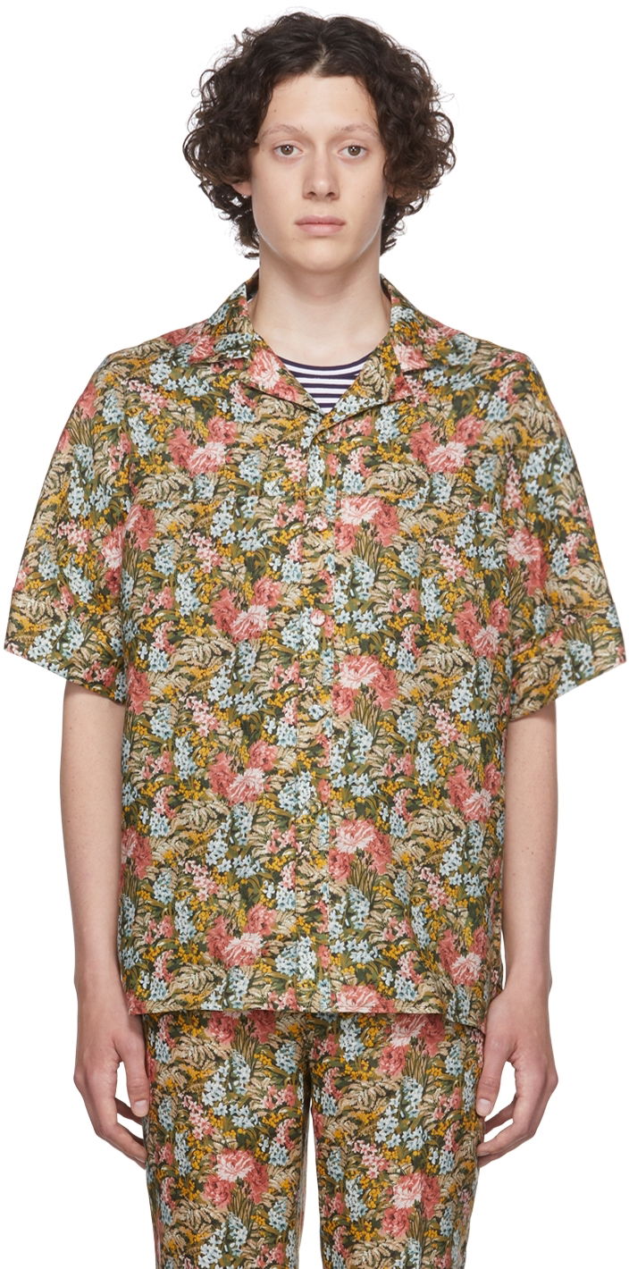Košulja Erdem Floral-Print Short Sleeve Shirt Zelena | MV22_503MLFL PHILIP SHIRT