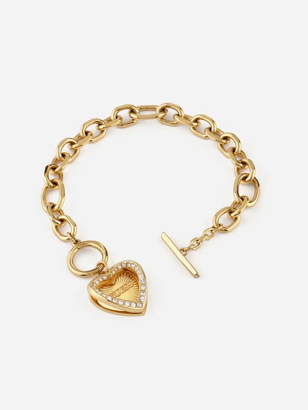 Narukvica GUESS Chain Bracelet With Heart Pendant Metalik | JUBB04599JW